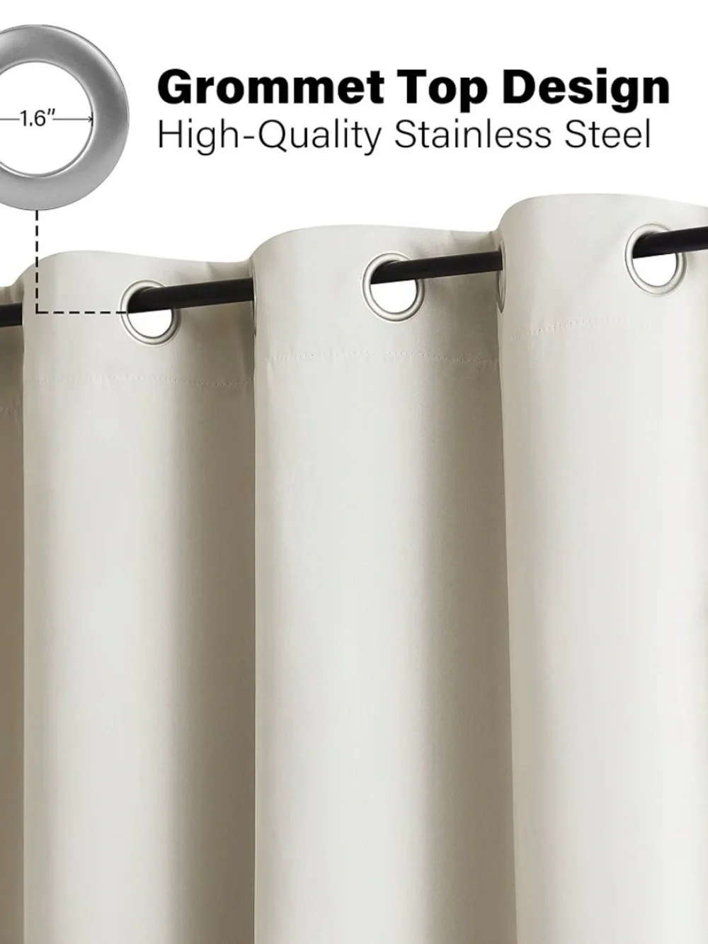 53” x 90” Set 2 Treatmentex Ivory Pom Pom Blackout Curtain Panels